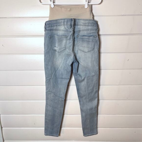 Blanqi Maternity Skinny Jeans Distressed Light Wash Stretch Denim Holes Blue 4 - Picture 2 of 7